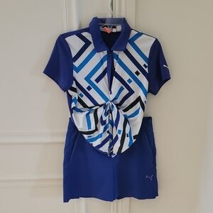 Puma Blue and White Patterned Polo Dress